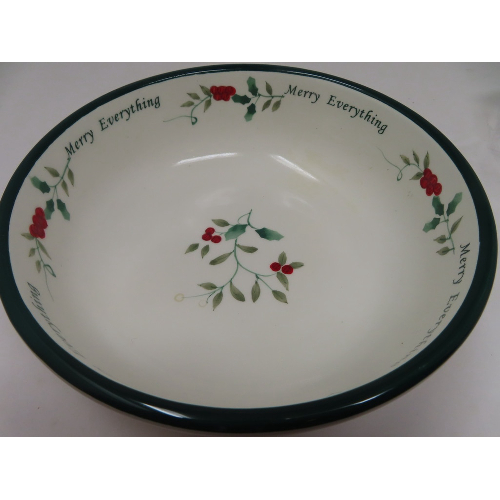 Pfaltzgraff WINTERBERRY 7'' Merry Everything Christmas Candy Bowl Dish